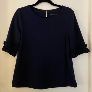 Banana Republic Size S Ruffle sleeve, elbow length in Navy